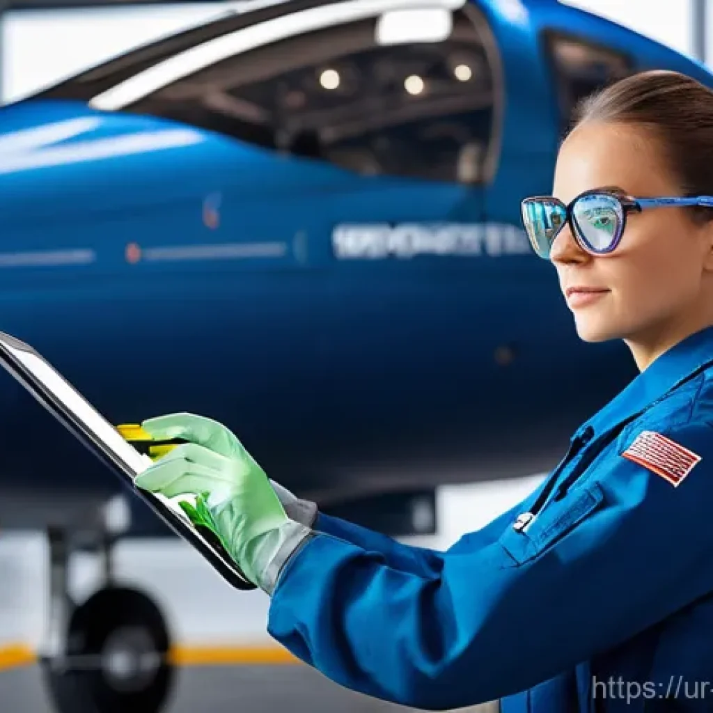 항공정비사의 경력 전환 가능성 - Future of Aviation Maintenance**
A highly skilled and focused female aircraft mechanic, dressed in a...
