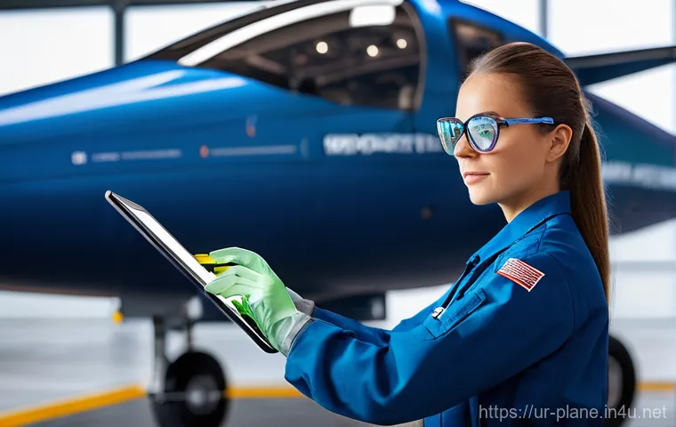 항공정비사의 경력 전환 가능성 - Future of Aviation Maintenance**
A highly skilled and focused female aircraft mechanic, dressed in a...