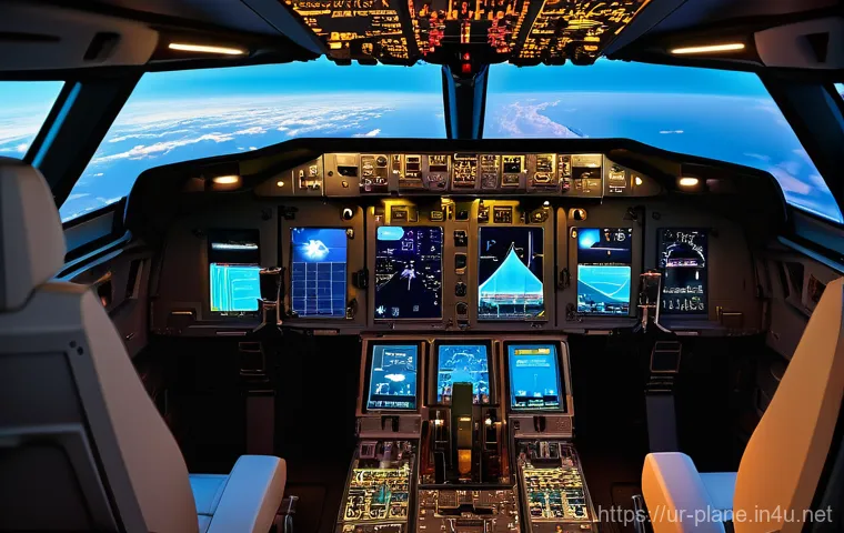 항공정비사와 항공기 전자 장치 점검 - **A highly skilled and focused airplane mechanic, dressed in a clean, professional uniform, is metic...