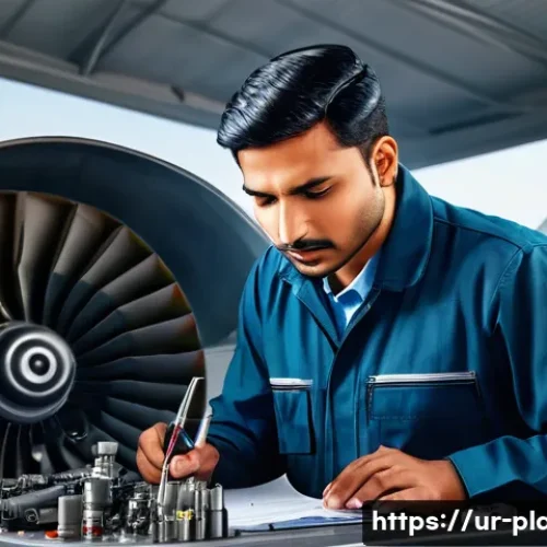 Home 32 항공정비사 필기 시험 기출 문제 분석 - A detailed, realistic scene of an aviation maintenance technician workshop in Pakistan, showing a ma...