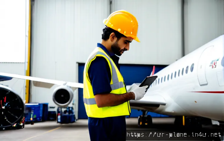 항공정비사 신입과 경력의 차이 - Photorealistic aircraft maintenance hangar in Pakistan, a young newly hired aircraft mechanic in cle...